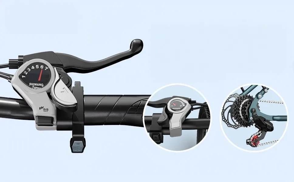 Suspensión delantera y trasera en la bicicleta eléctrica Aairsk GT900 MTB.
