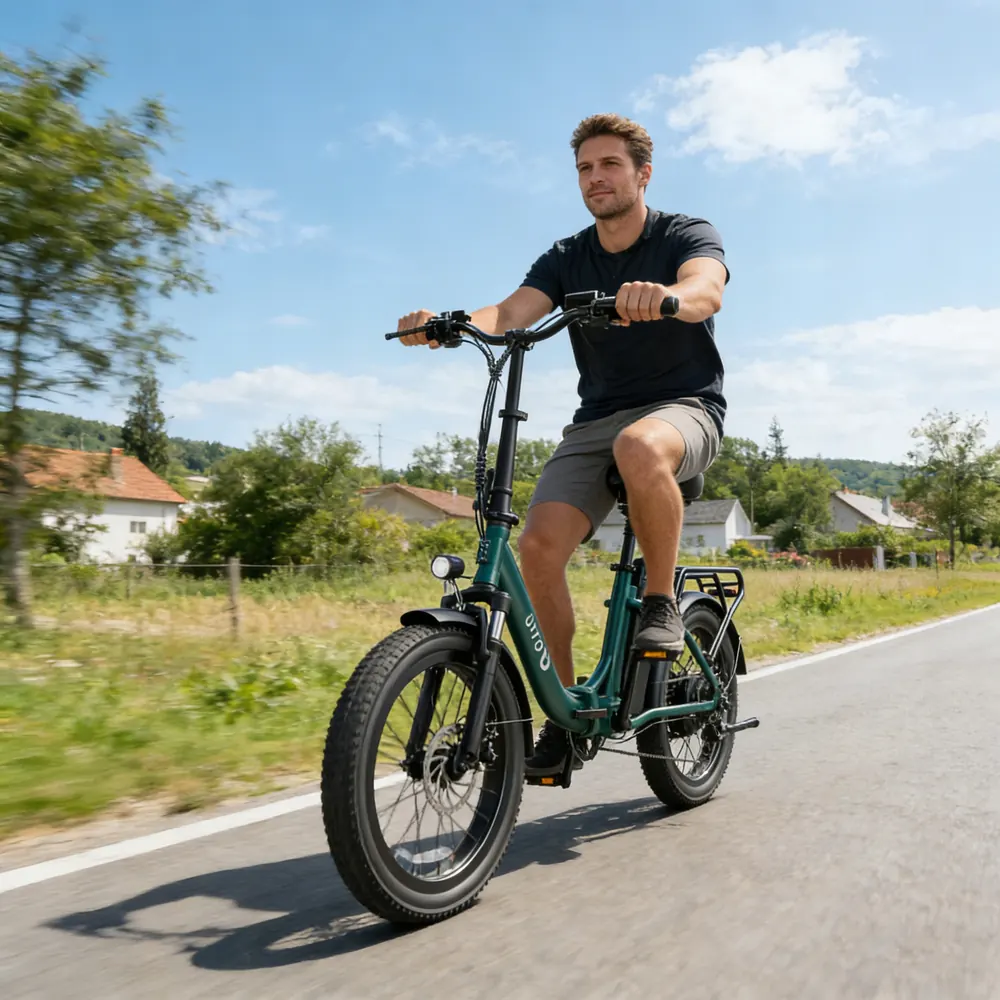 Bicicleta eléctrica plegable DYU C9 con batería 15.6Ah y frenos de aceite