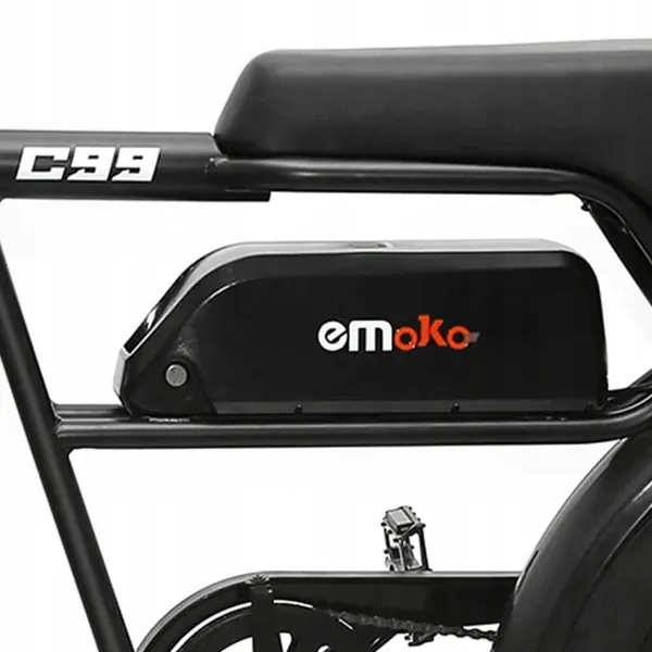 Bicicleta eléctrica EMOKO C99 color negro con batería 20AH y neumáticos anchos