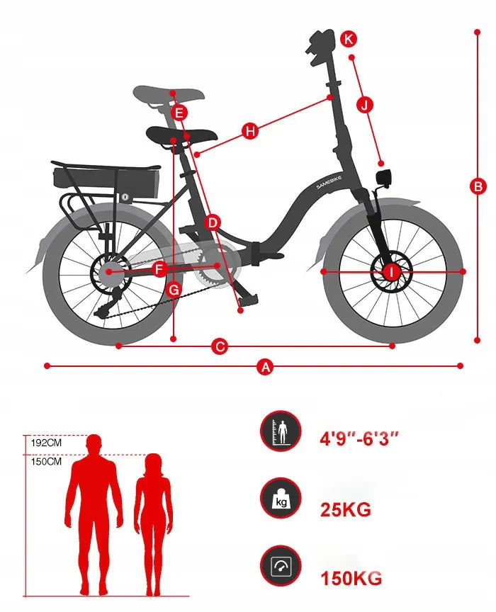 Bicicleta eléctrica plegable con cambio externo de velocidades para ciudad.