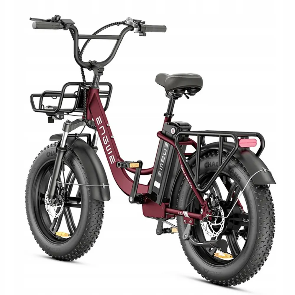 Motor trasero en el buje de la bicicleta eléctrica ENGWE L20 BOOST roja.