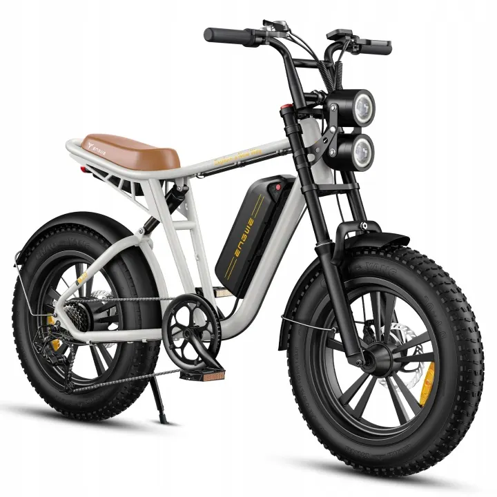 Bicicleta eléctrica ENGWE M20 con marco blanco y neumáticos de 20 pulgadas.