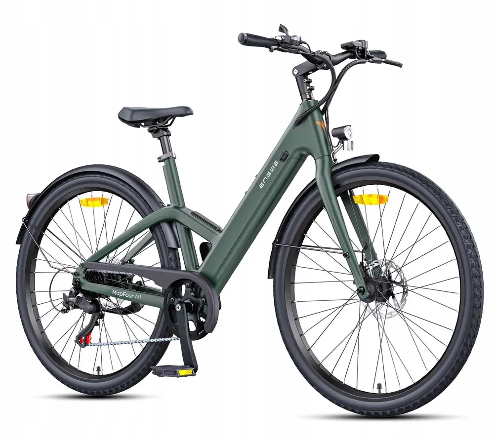 Bicicleta eléctrica urbana ENGWE MapFour N1 AIR ST 250W en color verde.