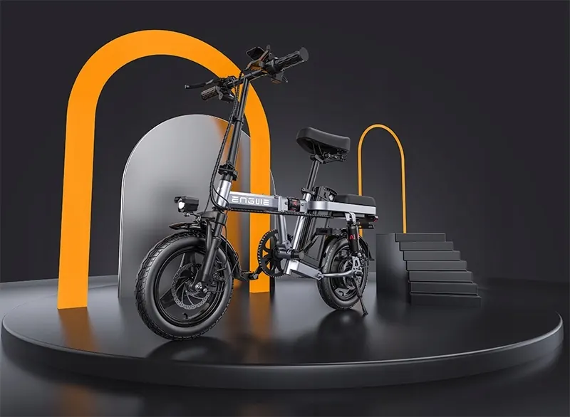Bicicleta eléctrica plegable ENGWE T14 blanca con batería extraíble