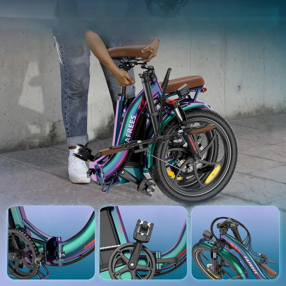Frenos de disco mecánicos en la bicicleta eléctrica Fafrees F20+ Pro.