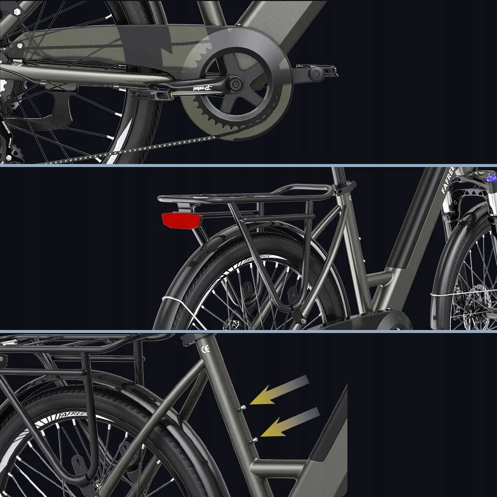 Cuadro de aluminio ligero en bicicleta eléctrica Fafrees F26 Pro