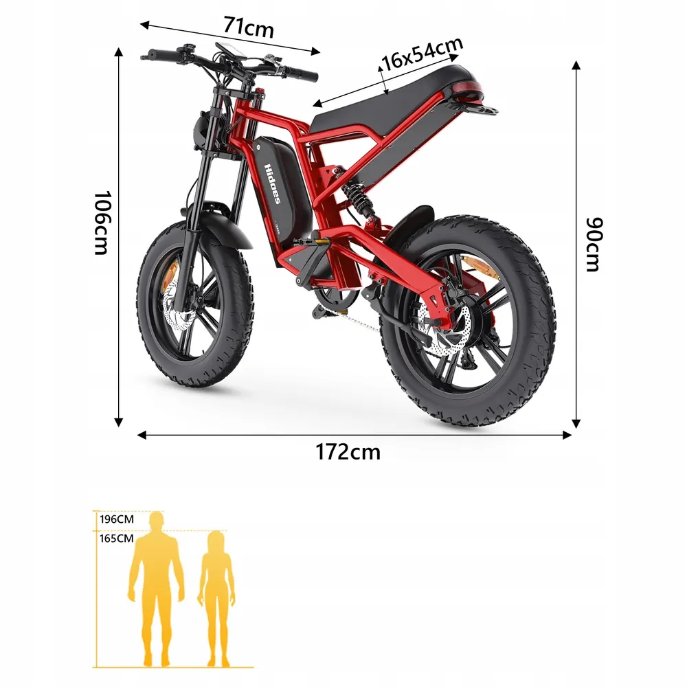 Ruedas de 20 pulgadas de la bicicleta eléctrica Hidoes B6 con neumáticos anchos