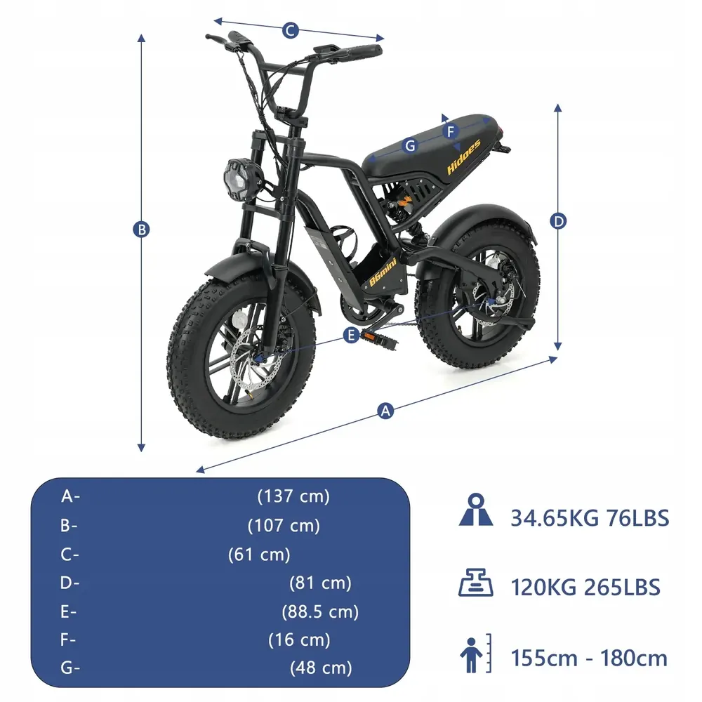 Suspensión delantera y trasera en la bicicleta eléctrica Hidoes B6MINI 500W