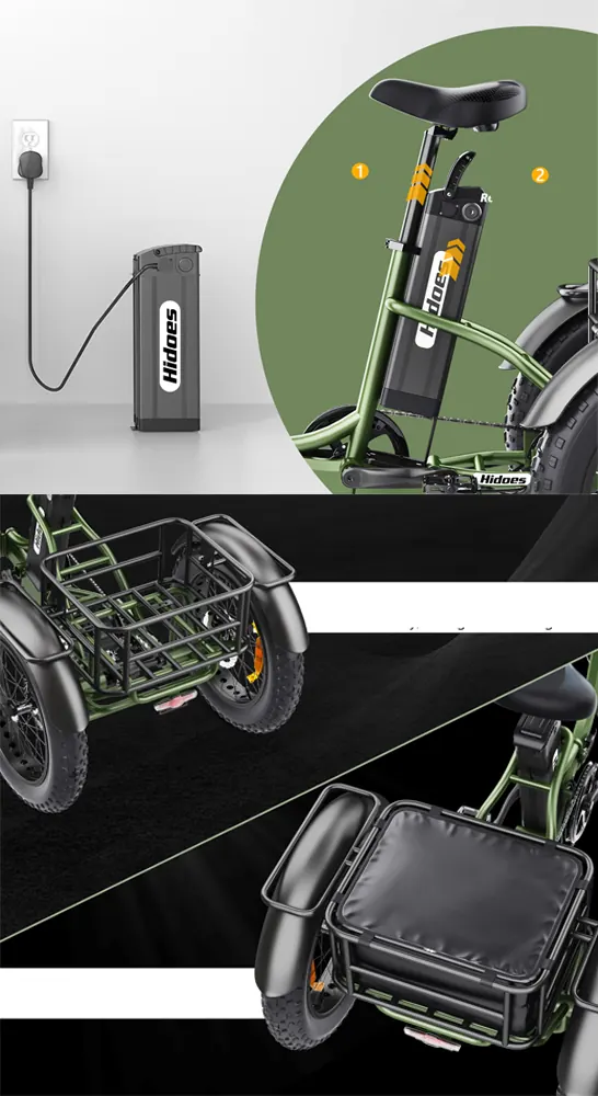 Bicicleta eléctrica Hidoes HD-ET1 en color verde con neumáticos todoterreno