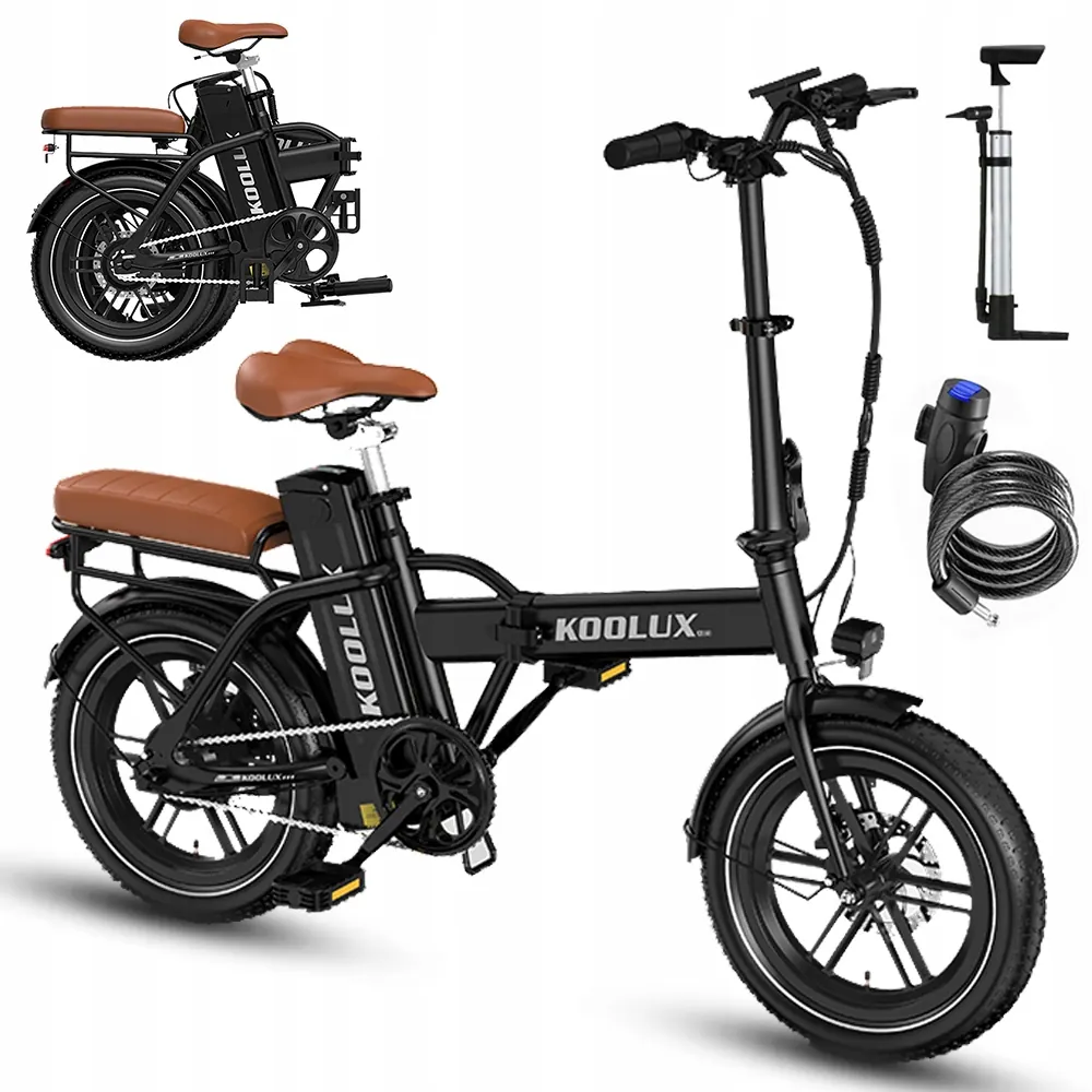 Bicicleta eléctrica plegable KOOLUX X10 con motor de 350W y ruedas de 16 pulgadas.