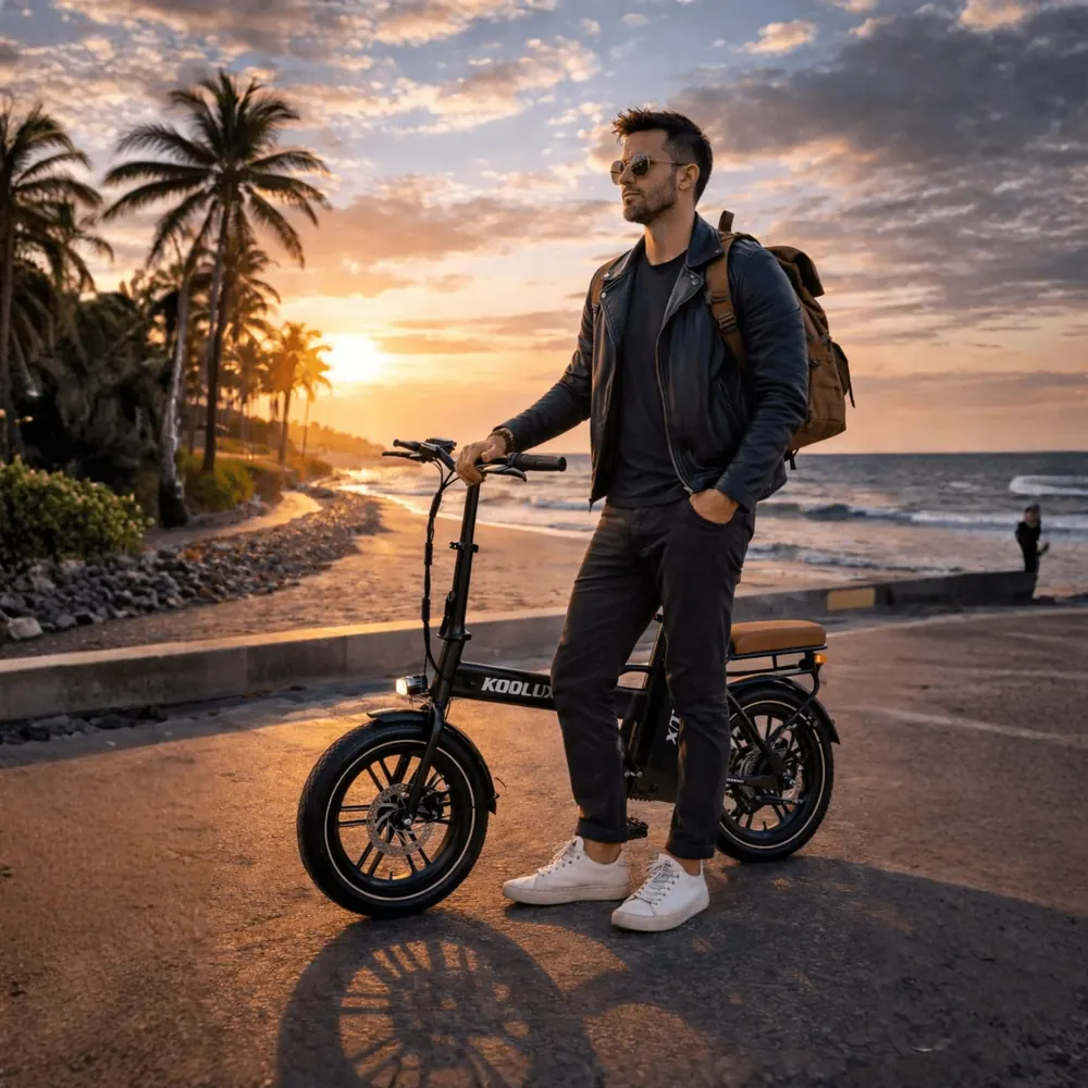 Bicicleta eléctrica plegable KOOLUX X10 con batería de 13Ah y 65 km de autonomía.