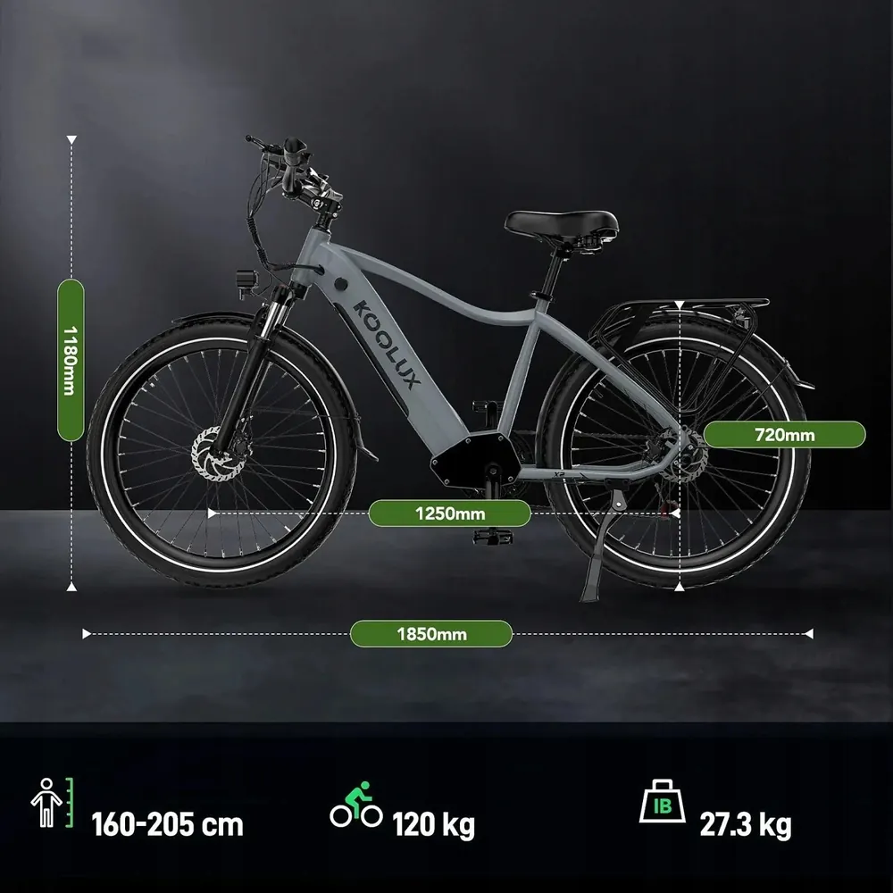Vista lateral de la bicicleta eléctrica KOOLUX X3 para adultos