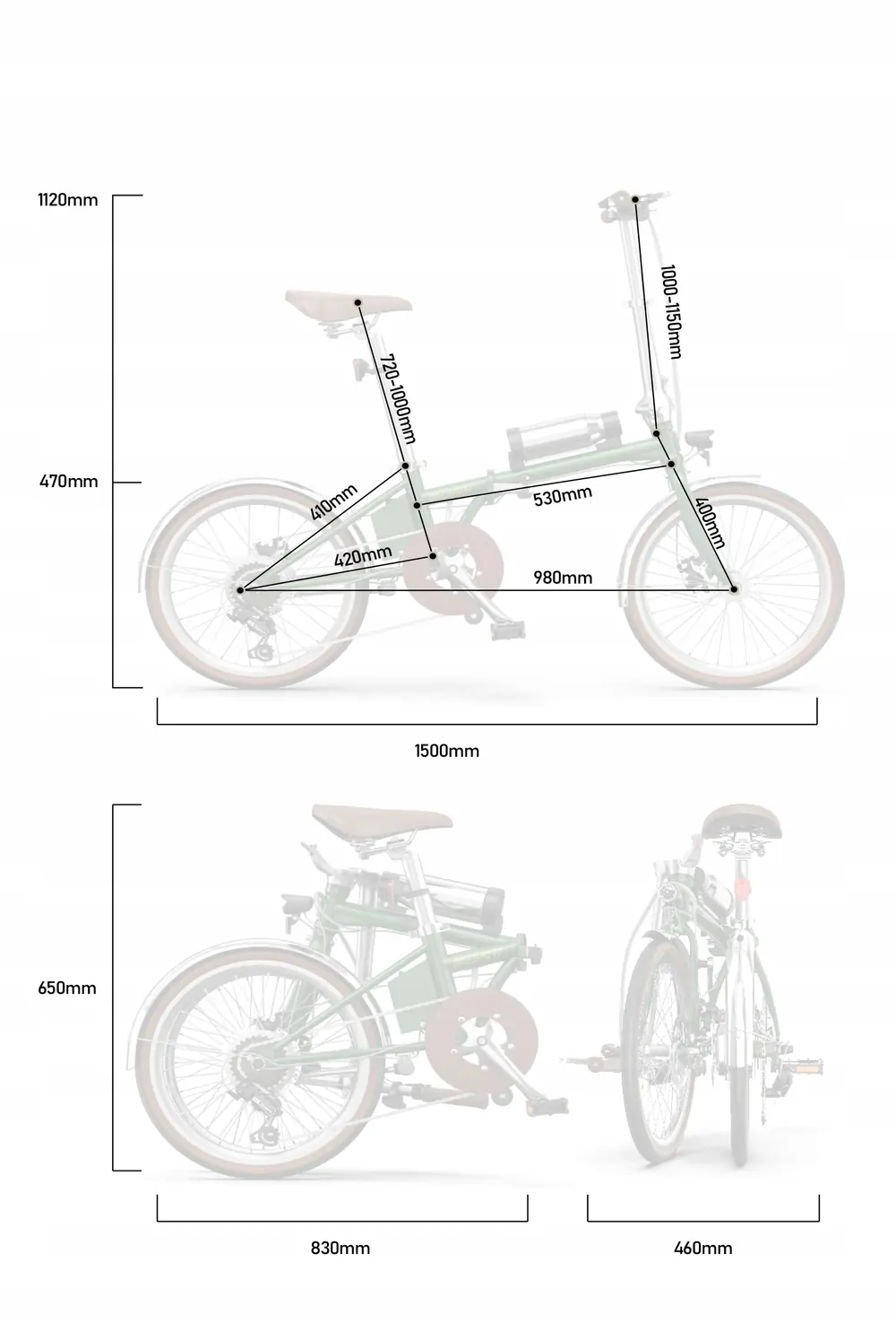 Bicicleta eléctrica ONESPOT OT02 PRO 250W, diseño unisex para hombre y mujer.