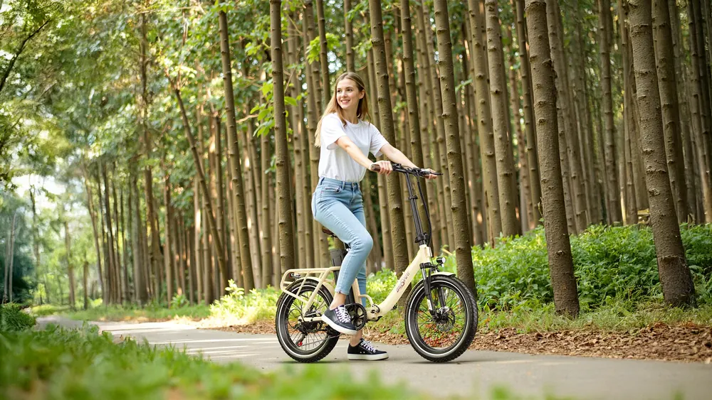 Bicicleta eléctrica plegable ONESPOT OT16-2 con batería 48V 17AH y neumáticos 20x3.0