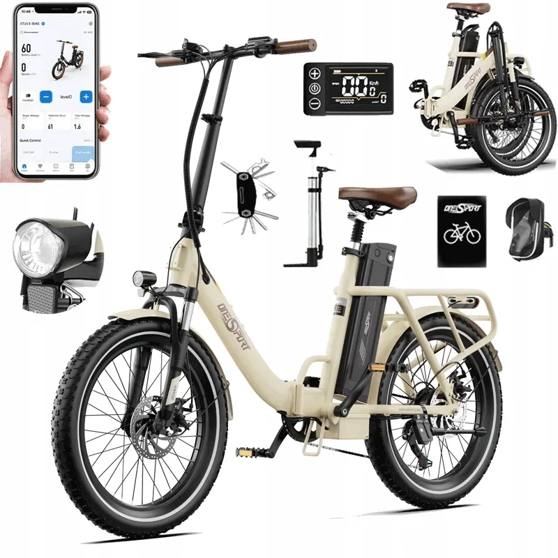 Bicicleta eléctrica ONESPOT OT16-2 con batería extraíble de 48V 17AH