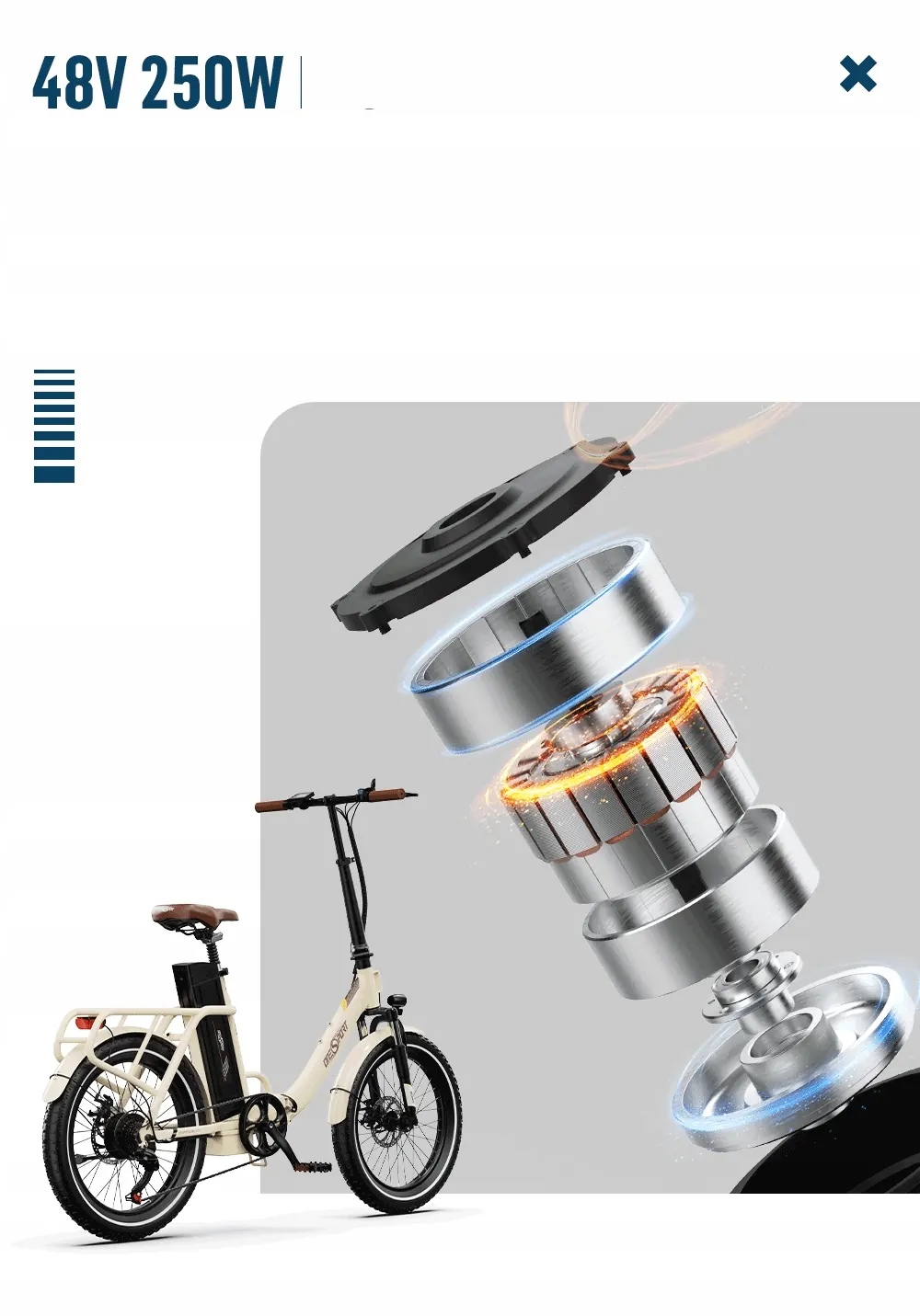 Rueda de 20 pulgadas de la bicicleta eléctrica plegable ONESPOT OT16-2