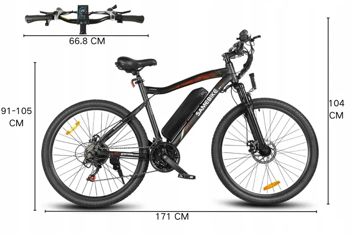 Caja de la bicicleta eléctrica Samebike SY26-II, peso total 26.5 kg.