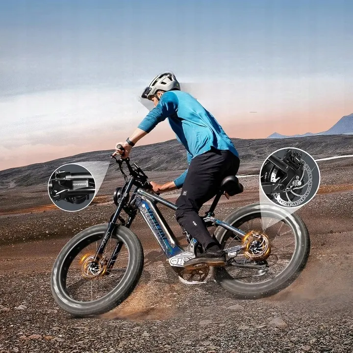 Rueda de 26 pulgadas con neumático ancho de la bicicleta eléctrica VITILAN T7 PRO.