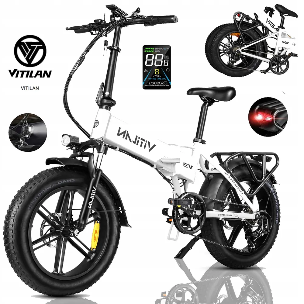 VITILAN V3 2.0 plegada, bicicleta eléctrica compacta de 1200W